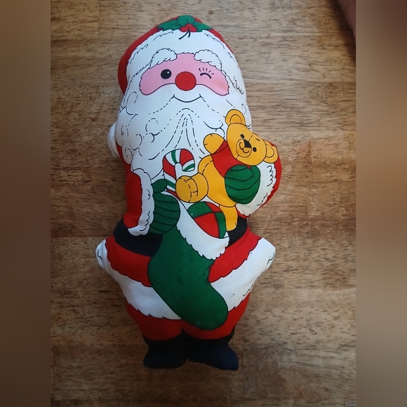 Vintage Cut & Sew Santa Claus Winking 14" Teddy Bear Christmas Pillow Dolls - Picture 8 of 8